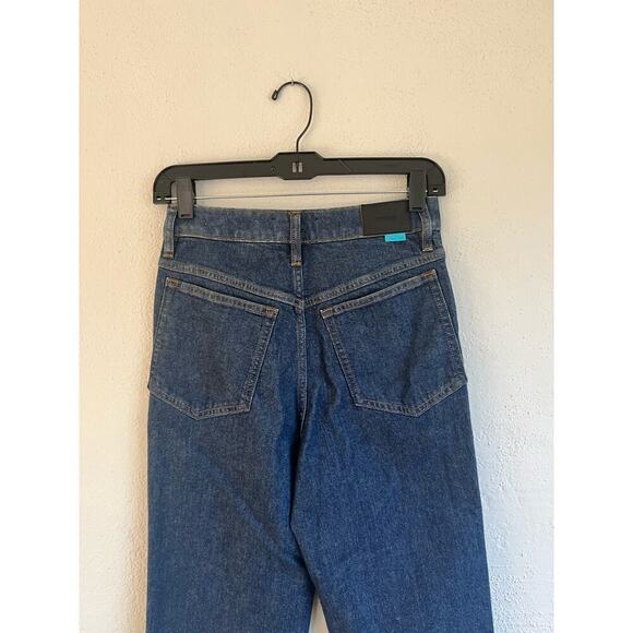 Express x Simon Spurr Super High Waisted Dark Indigo Straight Leg Jean - Picture 8 of 10